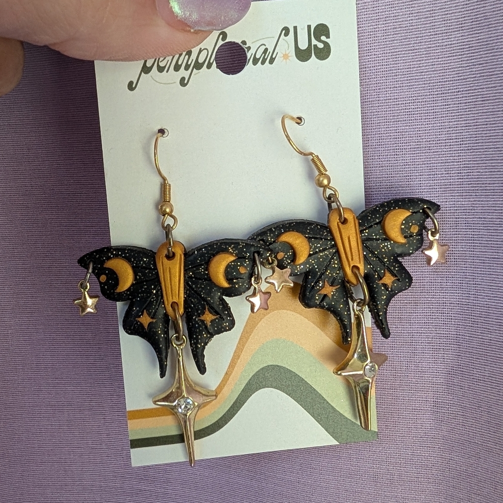 Black and Gold Butterfly Earrings